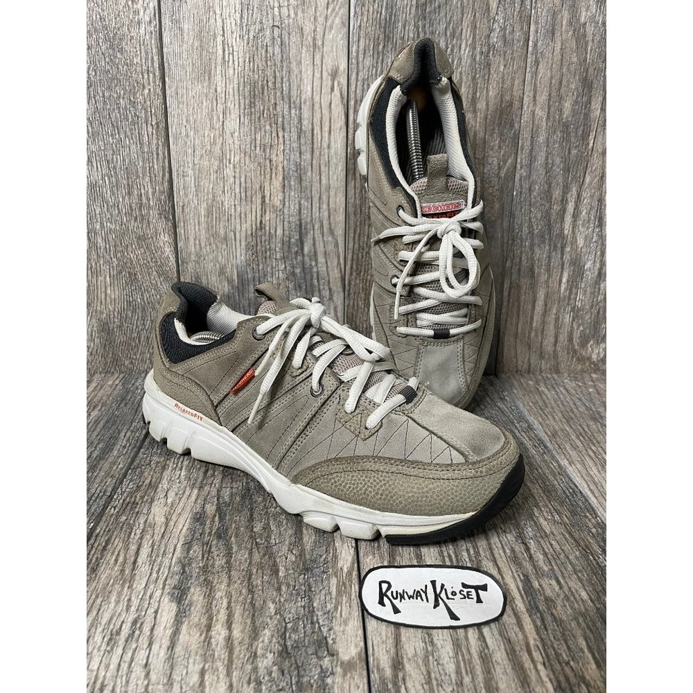 SKETCHERS RELAXED FIT SPORT Mens Lace Up Leather Shoes Taupe size 8